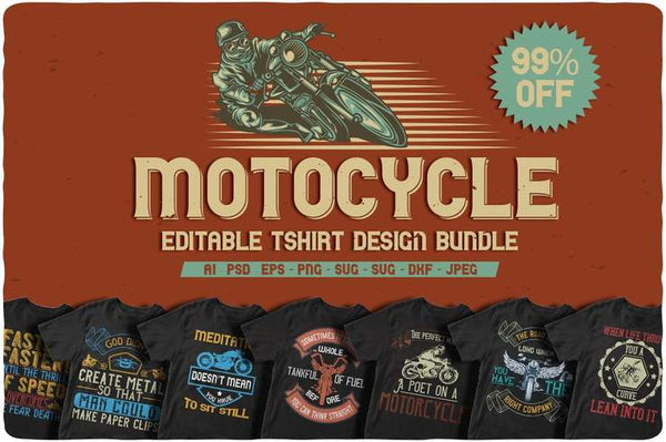 50 Editable Motorcycle Tshirt Design