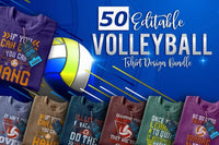 50 Editable Volleyball Tshirt Design Bundle