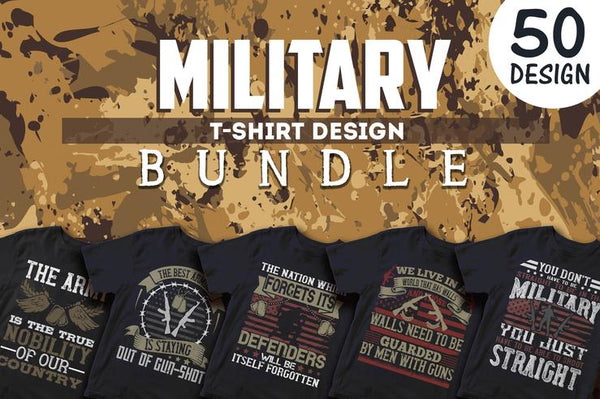 50 Editable Military Tshirt Design Bundle